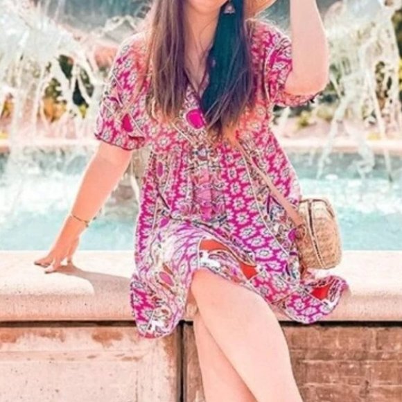 Pink printed Mini Dress - Picture 3 of 10